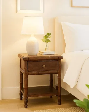 Bamboo Carved Bedside Table