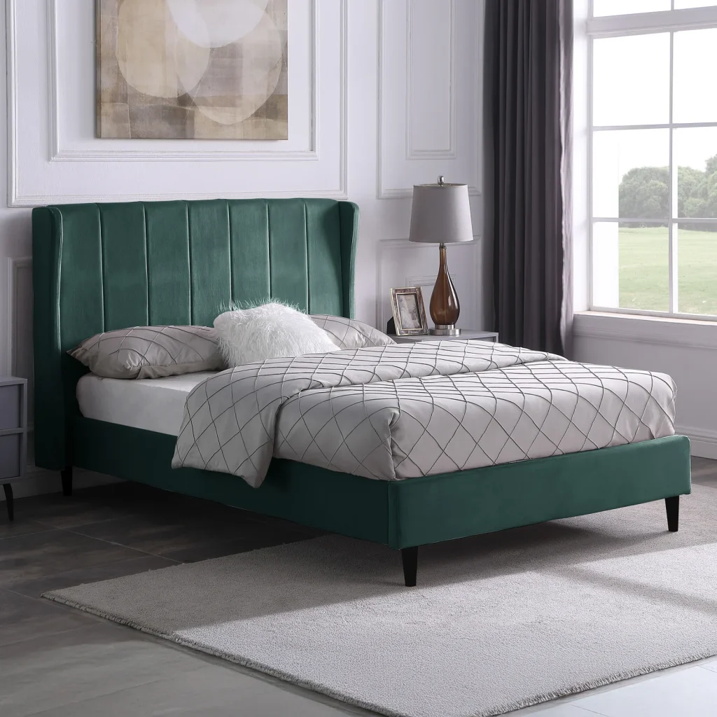 Double Beds 9 Amelia green velvet double bed