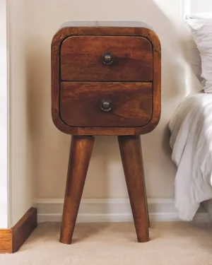 Extra Mini Curved Chestnut Bedside