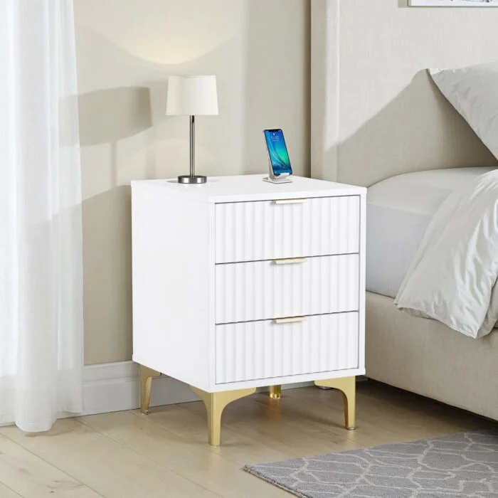 Bedsides 1 miami 3 drawer bedside white gold result
