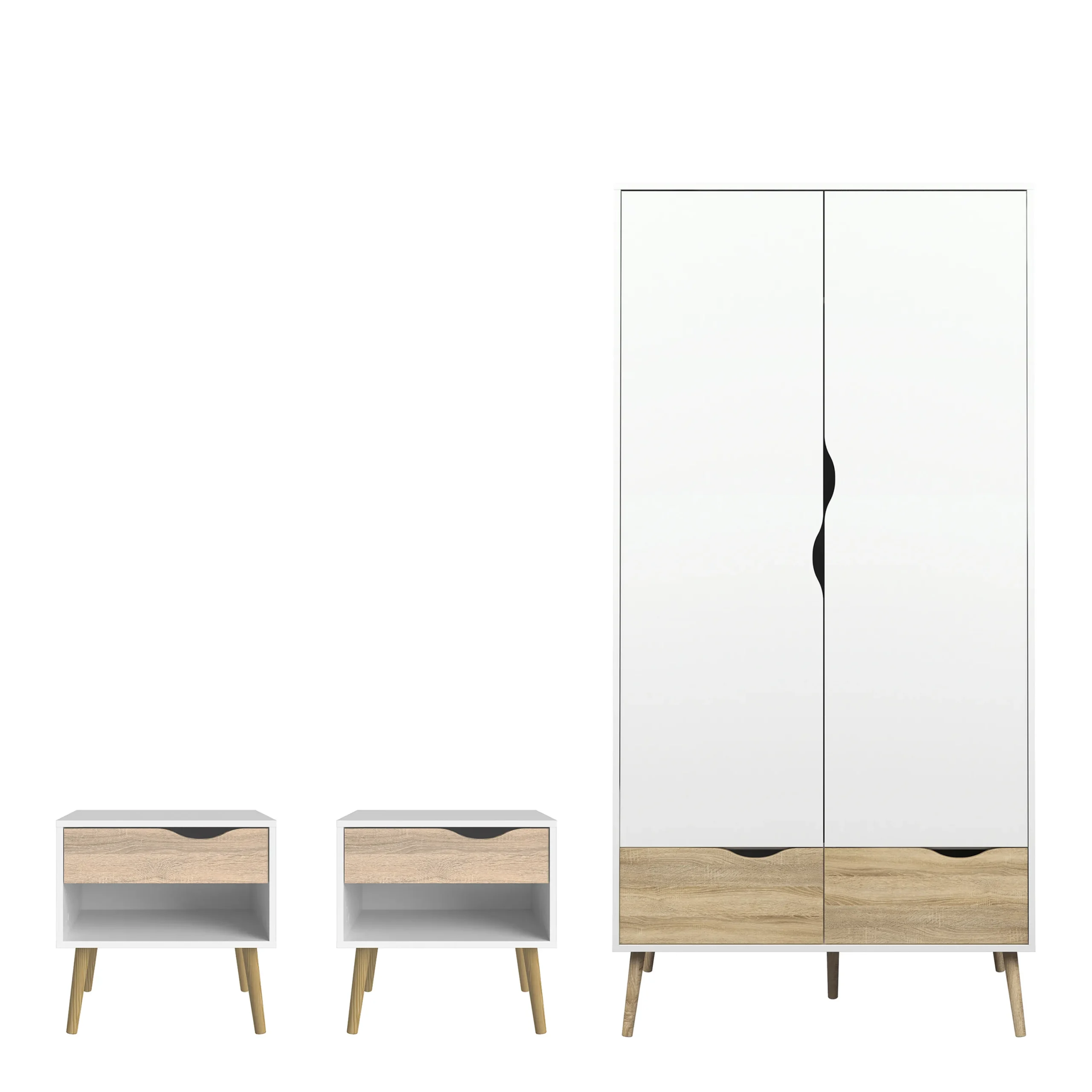 Oslo 3 Piece Bedroom Set - White & Oak
