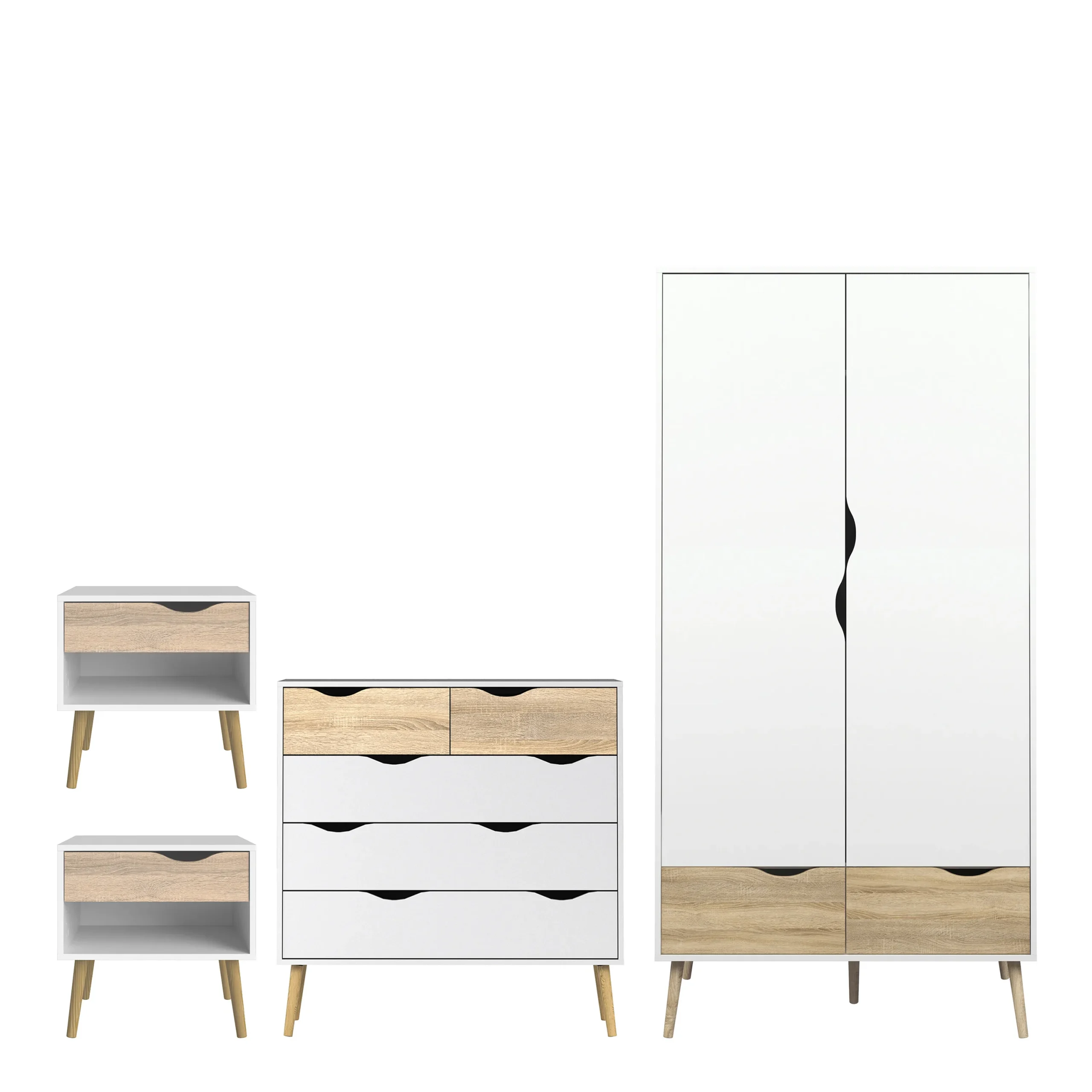 Oslo 4 Piece Bedroom Set - White & Oak