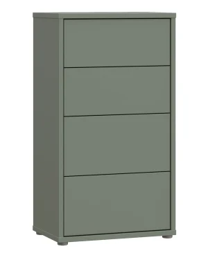 Alice Springs Tall 4 Drawer Chest with Push-to-Open Drawers in Sage Green