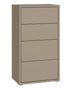 Alice Springs Tall 4 Drawer Chest with Push-to-Open Drawers in Taupe