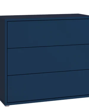 Alice Springs 3 Drawer Chest with Push-to-Open Drawers in Night Blue and White