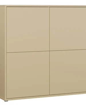 Alice Springs 4 Door Large Storage Cabinet with Push-to-Open Doors in Butter Yellow