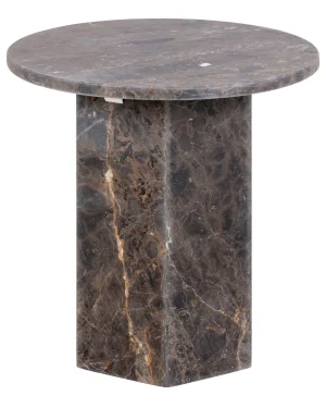 Naxos Round Side Table In Marron Marble