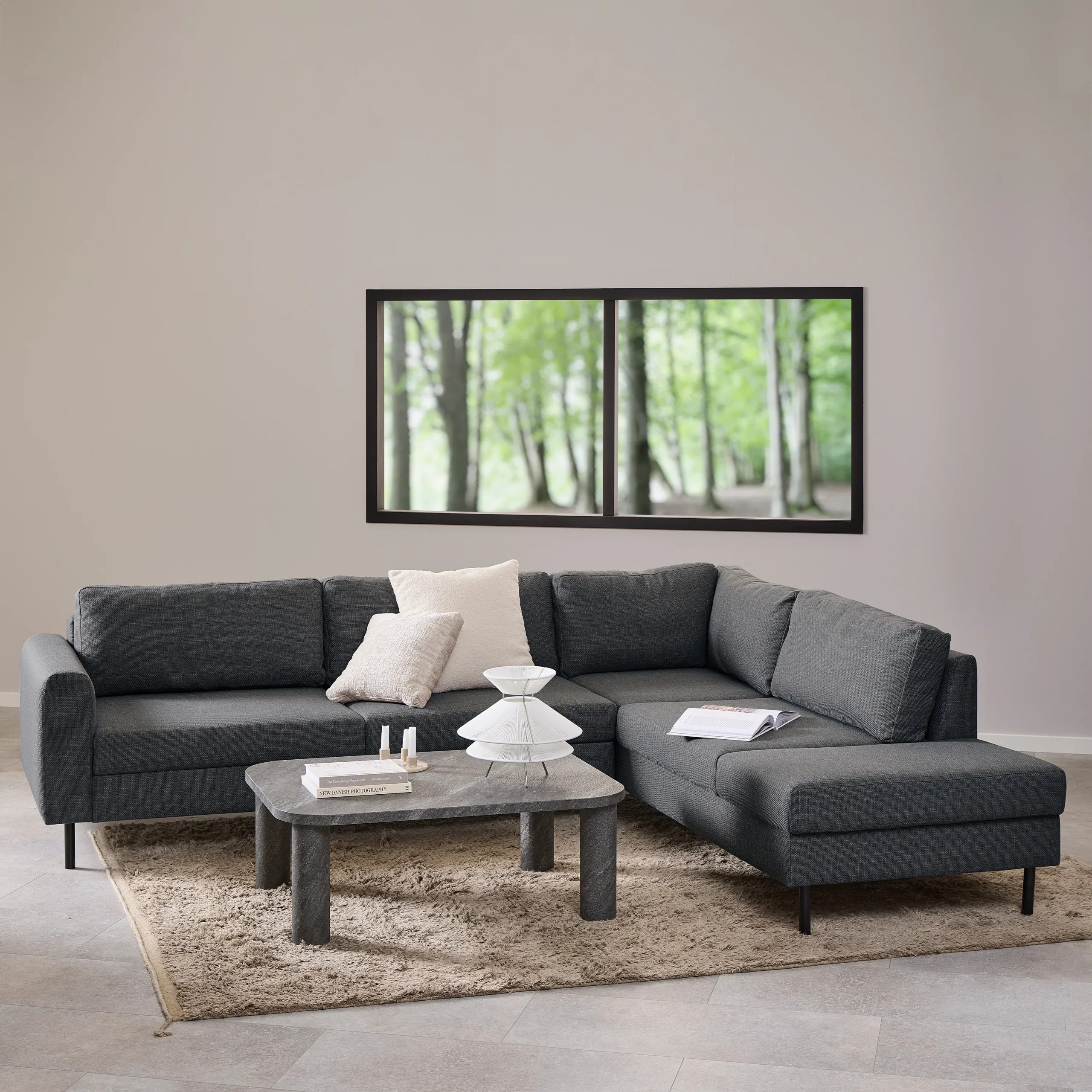 Omaha Right Hand Facing Corner Sofa - Dark Grey