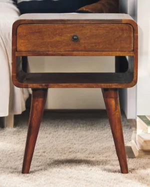 Avora Chestnut Nightstand with Drawer and open slot