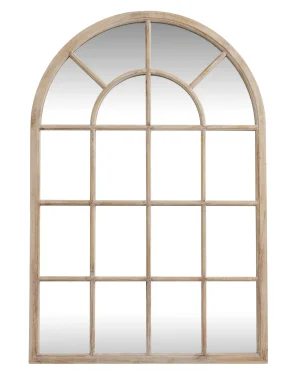 Washed Wood Arched Window Mirror