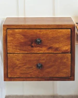 Solis 2-Drawer Chestnut Wall Mounted Nightstand