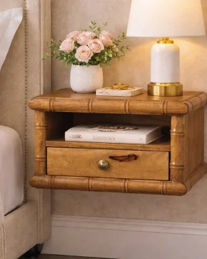 Bamboo Open Bedside in Amber Oak Finish