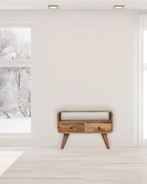 Mini Curved Oak-ish Media Unit