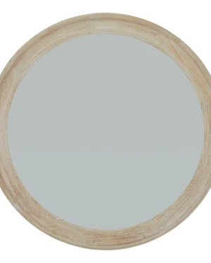 Washed Wood Round Framed Large Mirror