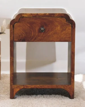 Newton Mini Chestnut Nightstand with a drawer and open shelf
