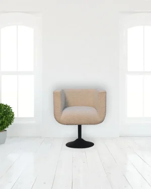 Cream Boucle Swivel Chair